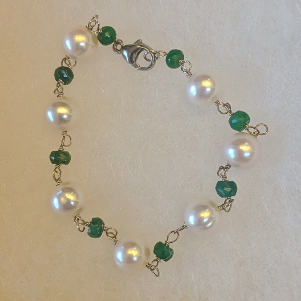Genuine Pearl Sterling Silver Bracelet